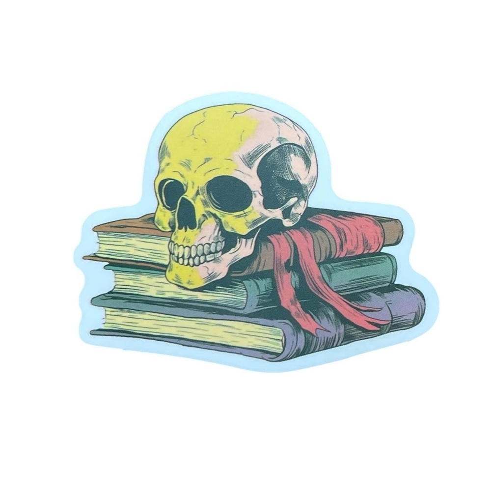 Skull and Books Sticker Gothic Book Lover Dark Romance